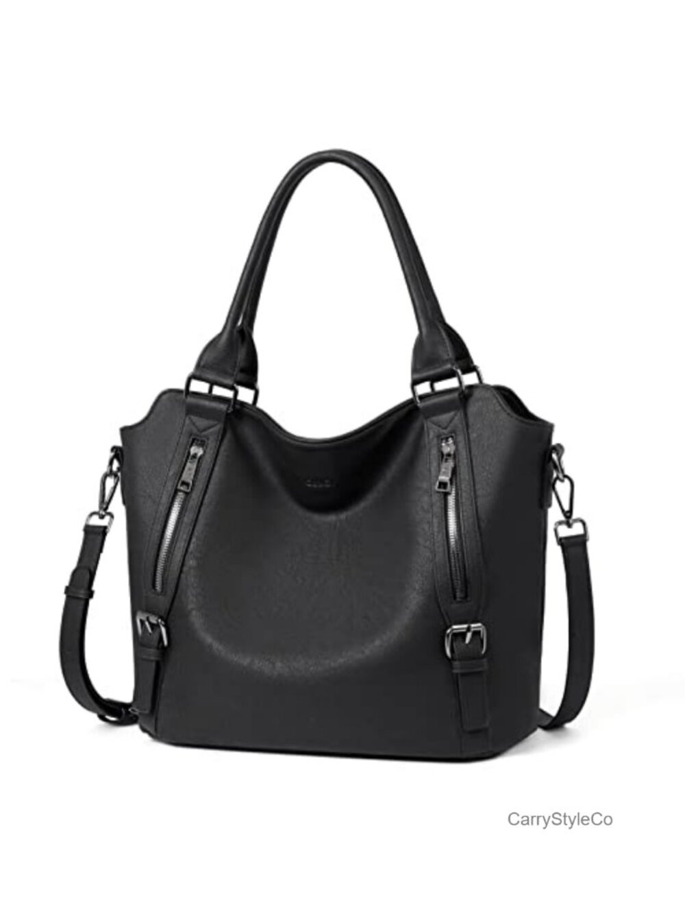 Large Vegan Leather Hobo Bag Multi-Pocket Handbag Shoulder Crossbody